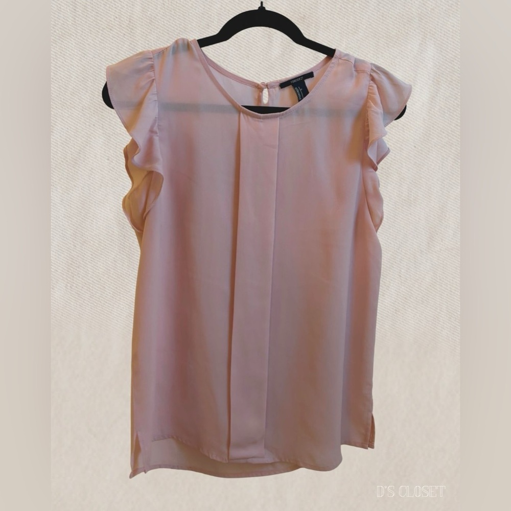 Forever 21 Light Pink Ruffle Sleeve Blouse